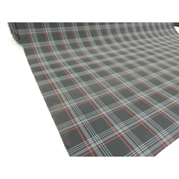 Autostoff VW Clark Golf ORIGINAL GTI Karo mit rotem Streifen & 3 mm Schaum und Charmeuse