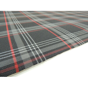 Autostoff VW Clark Golf GTI Karo mit rotem Streifen & 3 mm Schaum und Charmeuse