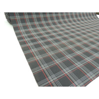 Autostoff VW Clark Golf GTI Karo mit rotem Streifen & 3 mm Schaum und Charmeuse