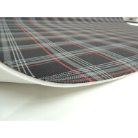 Autostoff VW Clark Golf GTI Karo mit rotem Streifen & 3 mm Schaum und Charmeuse