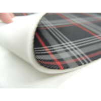 Autostoff VW Clark Golf GTI Karo mit rotem Streifen & 3 mm Schaum und Charmeuse